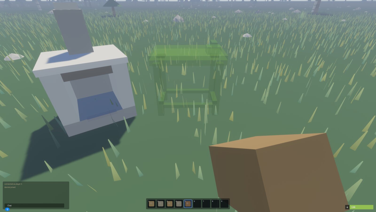 Placing a deployable in the world, shown as a green outline